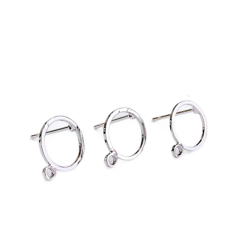 Gold Silver Color Plated Hollow-carved Earring Setting Round Cabochon Base Eardrop Accessories Copper Material DIY Craft 20pcs