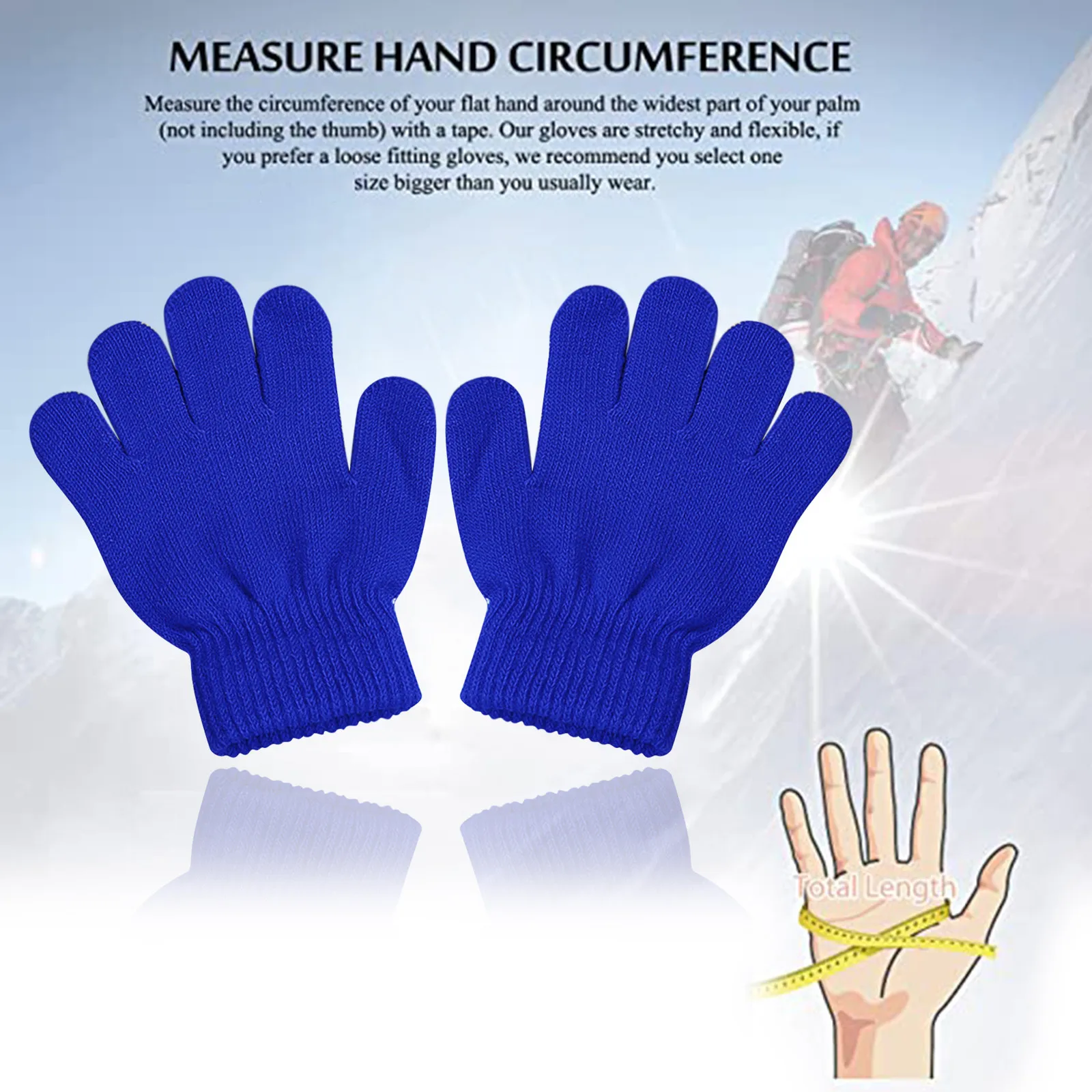 Solid Color Knitted Gloves Stretchy Children Glove Girl Boy Winter Warm Full Finger Gloves Children\'S Figure Skating Gloves