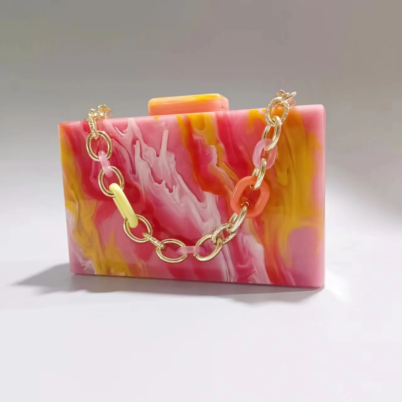 Ladies Painted Acrylic Dinner Bag One Shoulder Oblique Cross Wedding Banquet Clutch Chain Bag Luxury Designer Bags High Quality