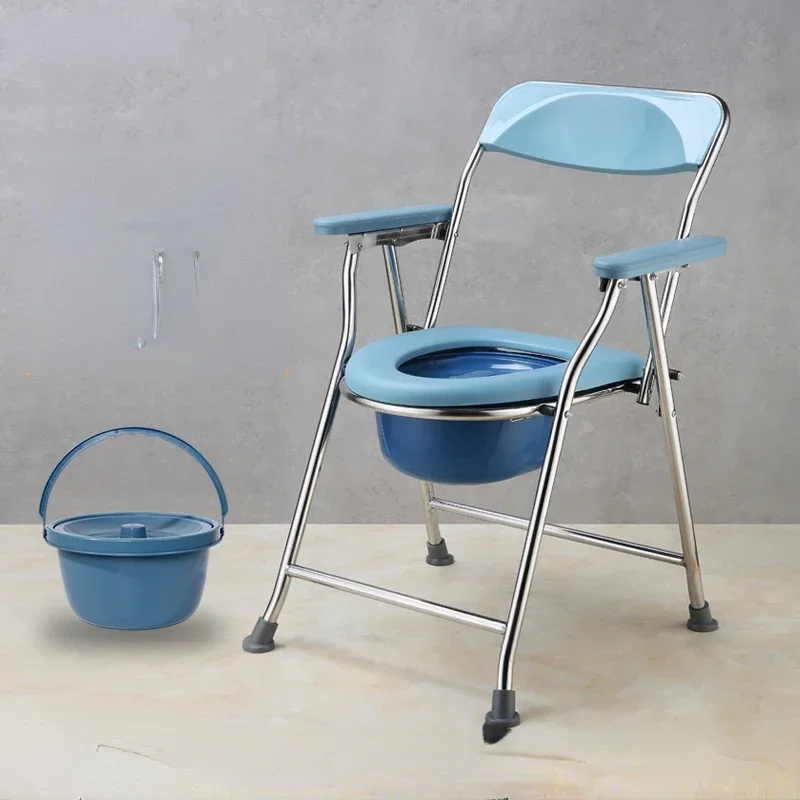 Stainless Steel Folding Toilet Chair  Robust Mobile Lavatory for Senior and Maternity Care, SimpleMaintenance Commode