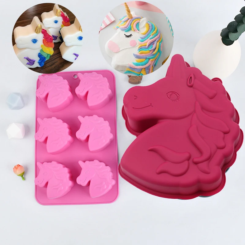 

Unicorn Silicone Mold For Baking Cake Chocolate Candy Pan Soap Making Supplies Licorne Bath Bomb Crayon For Children Baby Shower