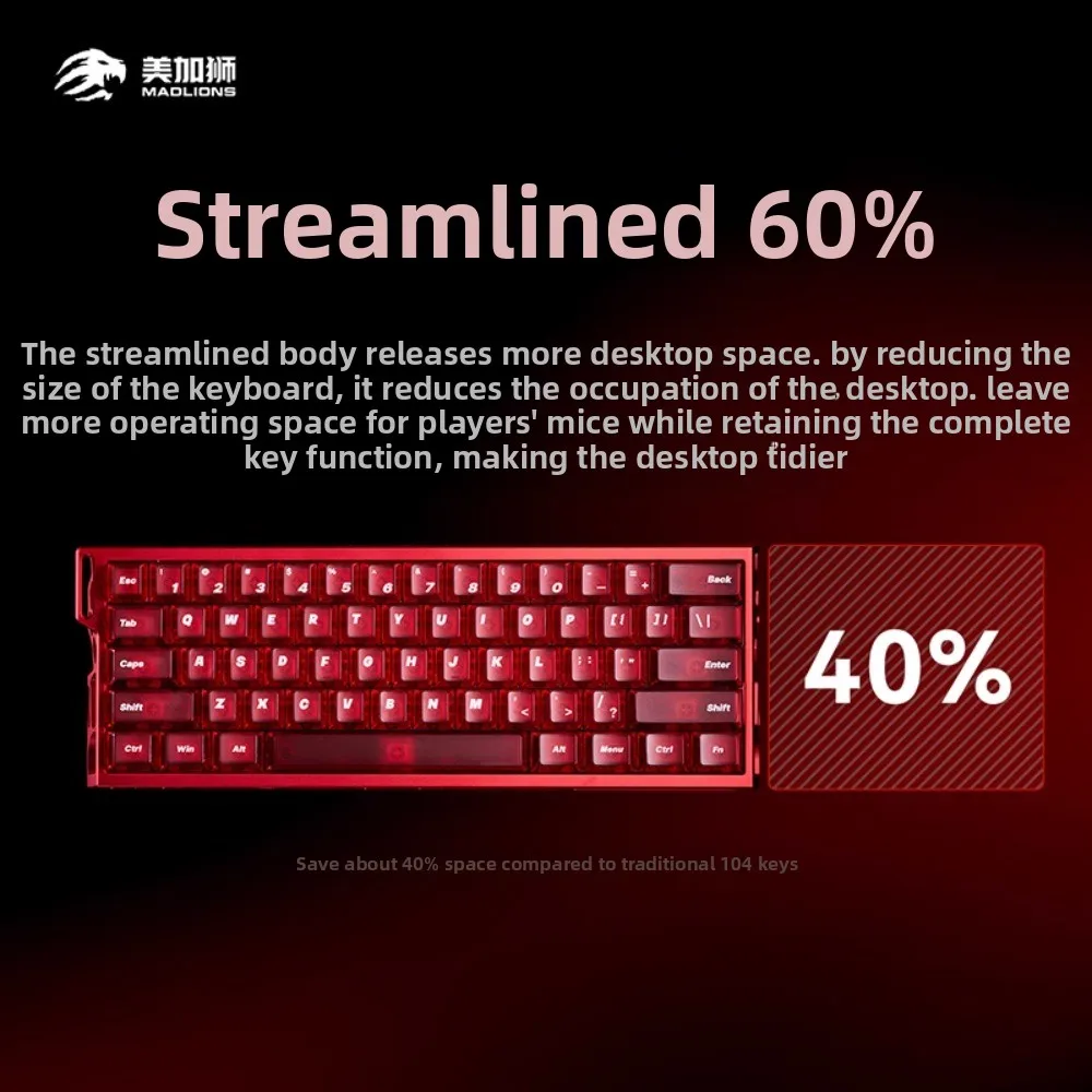 MADLIONS MAD Light 60 HE Hollow Magnetic Switch  Keyboard Gaming Mechanical Keyboard  Wired RGB  8000HZ 0.01mm RT PC Accessories