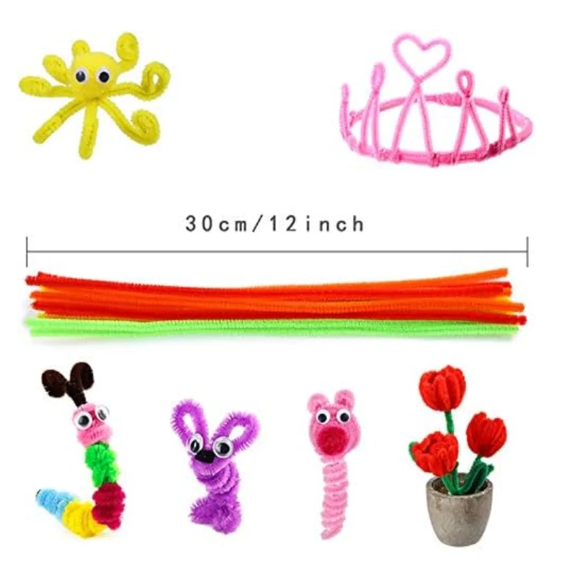 Chenille Sticks Pipe Cleaner Kids DIY Puzzle Chenille Stems for DIY Art Creative Crafts Project Decorations (6mm x 12 inches)