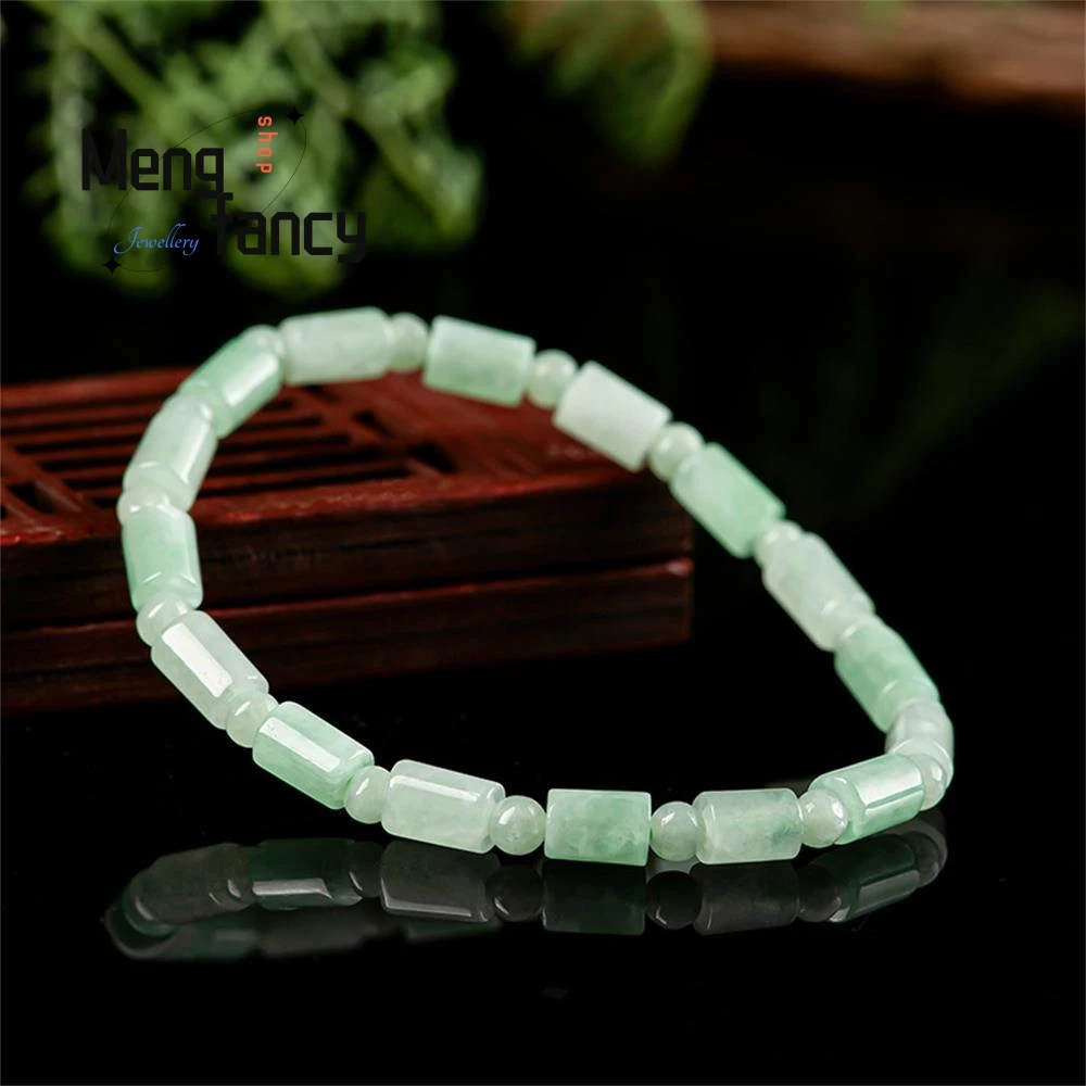 Natural Jadeite Ice Fortune Beads Bracelet Jade Retro Luxury Fashion Jewelry Couple Charms Men Women Bangle Beaded Holiday Gifts