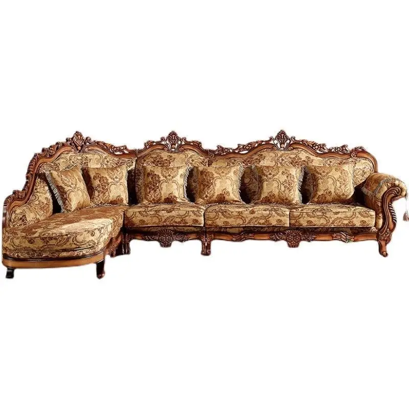 detachable and washable corner L-shaped fabric sofa, high-end American solid wood living room combined villa large apartment