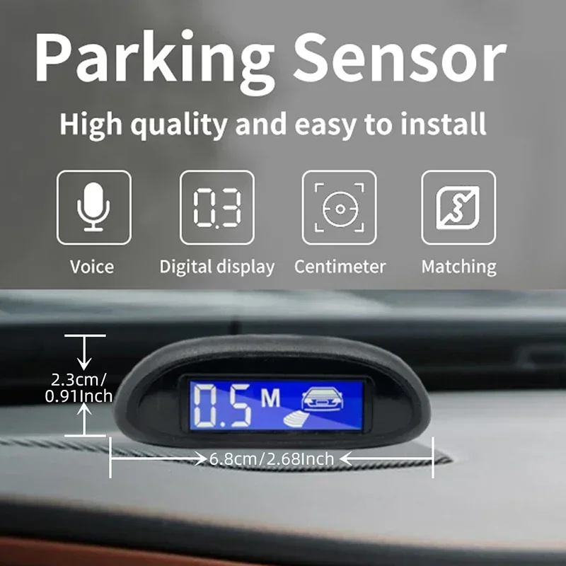 Kit Sensor de Estacionamento para Carro, Parktronic, Display LCD, Backlight, Radar de Backup Reverso, Monitor System, 4 Sensores, 22mm, 12V