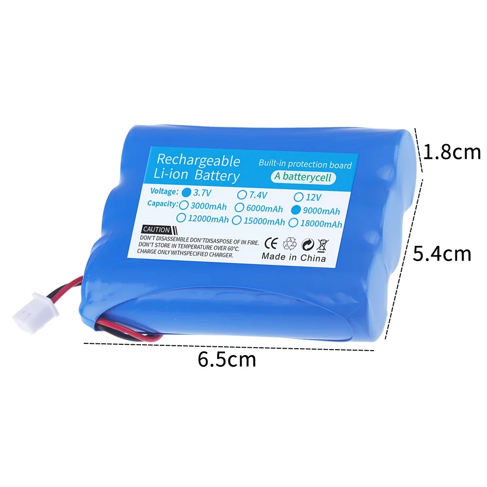 3.7V 9000mAh Rechargeable Battery Pack Protection Board 18650 Lithium Battery with XH2.54 Plug And USB Charger For flashlight