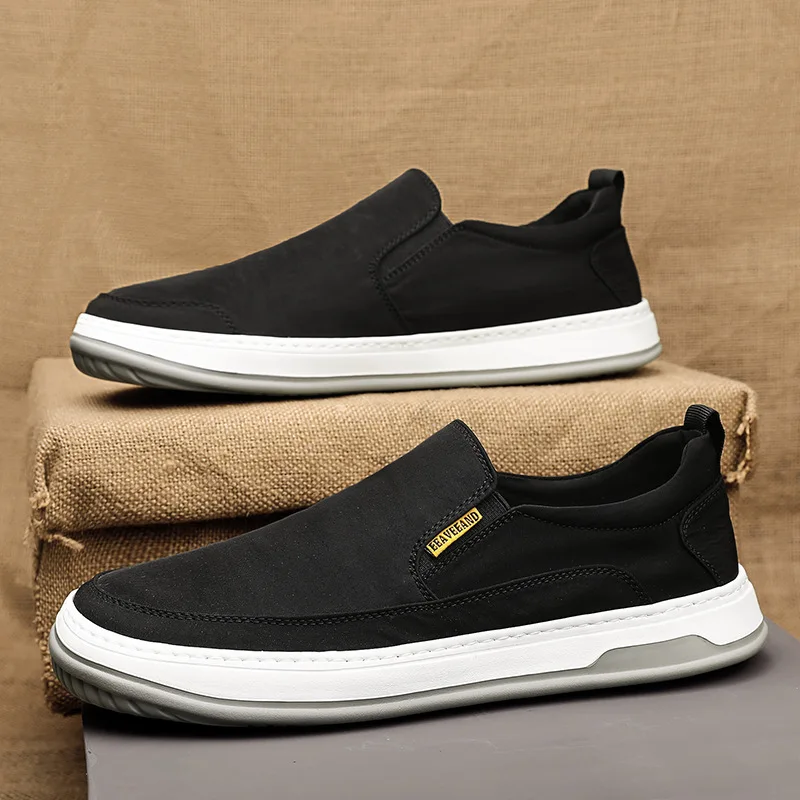 2025 New Men's Canvas Slip On Shoes Autumn Breathable Non-Slip Comfortable Soft Sole Work Casual Shoes Lightweight Lazy Sneakers