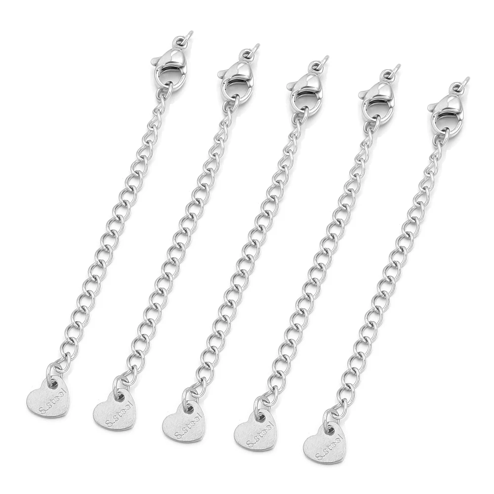 5–10 Stück Edelstahl-Verlängerungsketten mit Karabinerverschlüssen, Schwanzketten-Verbinder für die Schmuckherstellung, DIY-Armbänder, Halsketten – Detail 17