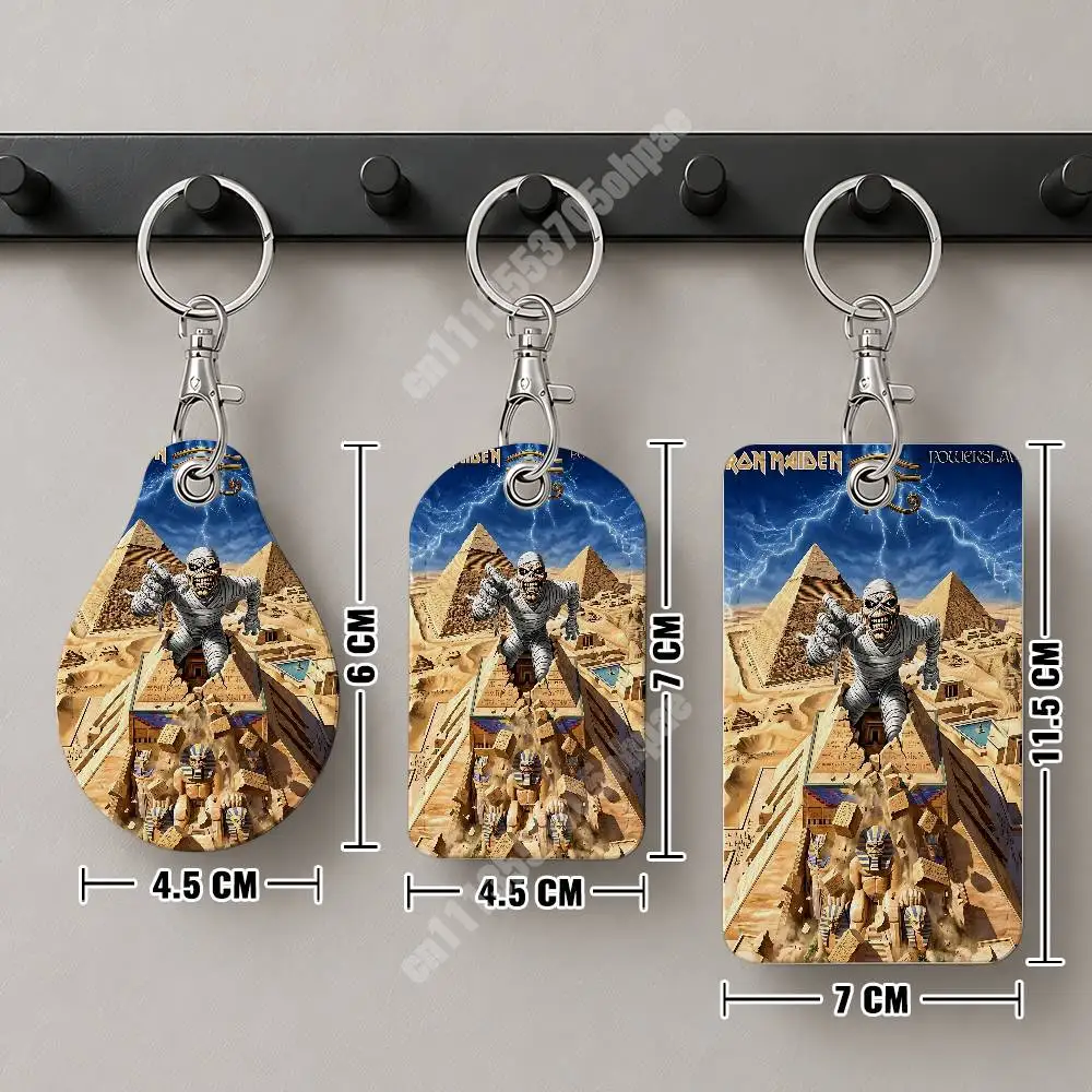 Eddie The Head Band I-Iron M-Maiden Leather Keychain Card Holder for Airtag & ID Cards Business Bag Charm image 3