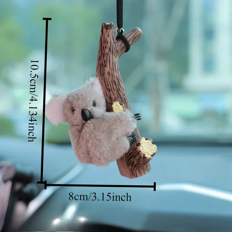 1Pc Cute Cartoon Turtle Panda Resin Tree Stump Pendant Rearview Mirror Hanging Ornament Interior Decor Part