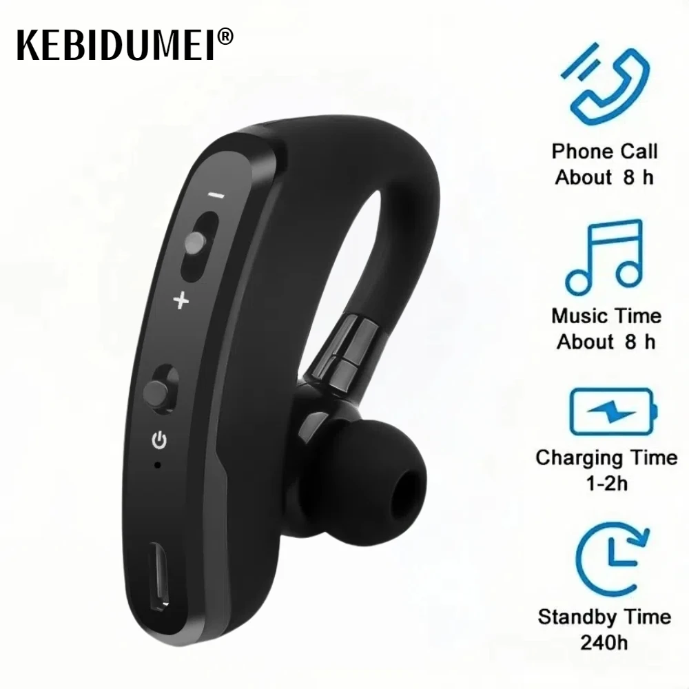 V9 Single Earphones Long Standby Business Headphones Waterproof Mono Headset Outdoor HD Call Bluetooth Wireless Earbuds with Mic