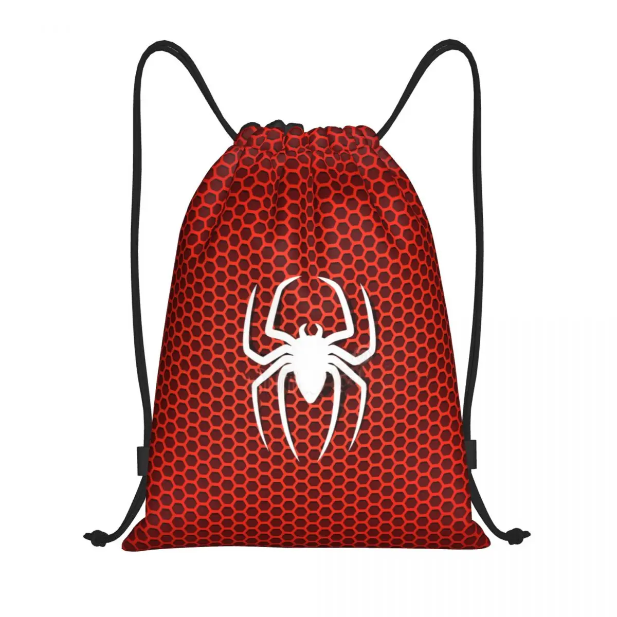 Custom Spider Cobweb Hexagon Drawstring Backpack Women Men Sport Gym Sackpack Portable Spider Man Shopping Bag Sack