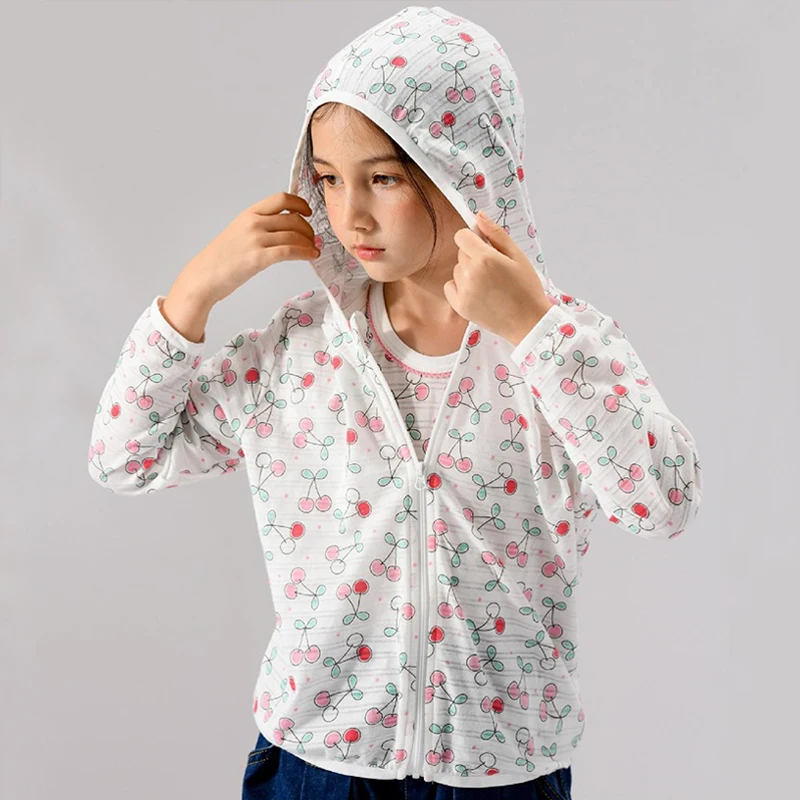 

VITALINOVO Kids Zip-Up Athletic Hoodie Girls Boys Sun Protection Jacket Hooded Cooling Shirt Lightweight Toddler Coat Jacket