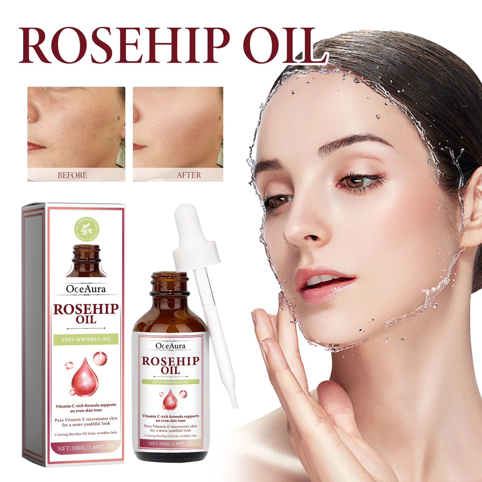 50ML Rosehip Serums Oils Fine Lines Lift Firm Essence Hydration Moisturise Nourishing Increase Skin Elasticity Korean Cosmetics