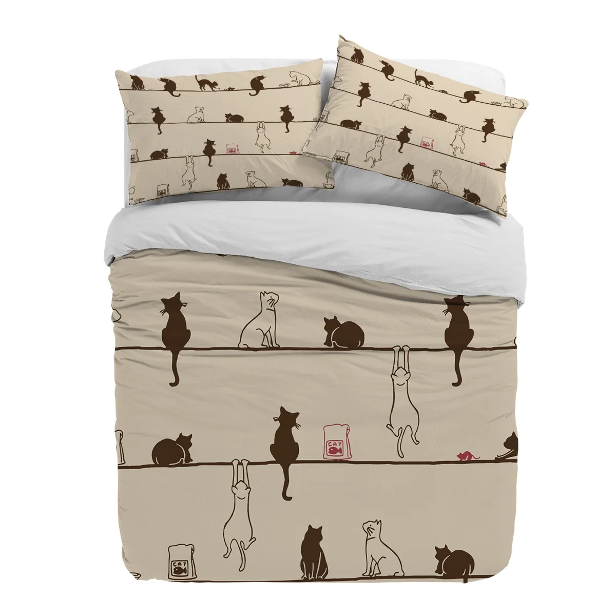 Cat Rope Mouse Duvet Cover Bed Bedding Set Home Textile Quilt Cover Pillowcases Bedroom Double Bedding Set No Sheet