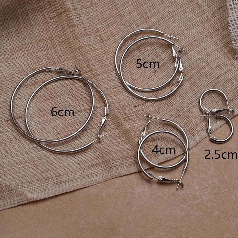 Gold Silver Color Stainless Steel Hoop Earrings for Women Men Big/Small 2.5cm 4cm 5cm 6cm Circle Round Ear Jewelry Bijoux Acier