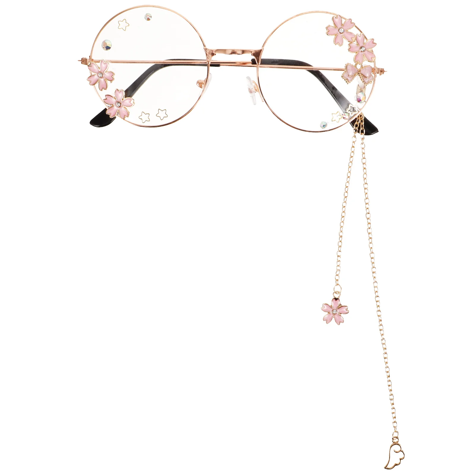 

Glasses Frames Kawaii Cosplay Eye Cherry Blossoms Adults Eyeglasses Metal Beach Party for Women Miss