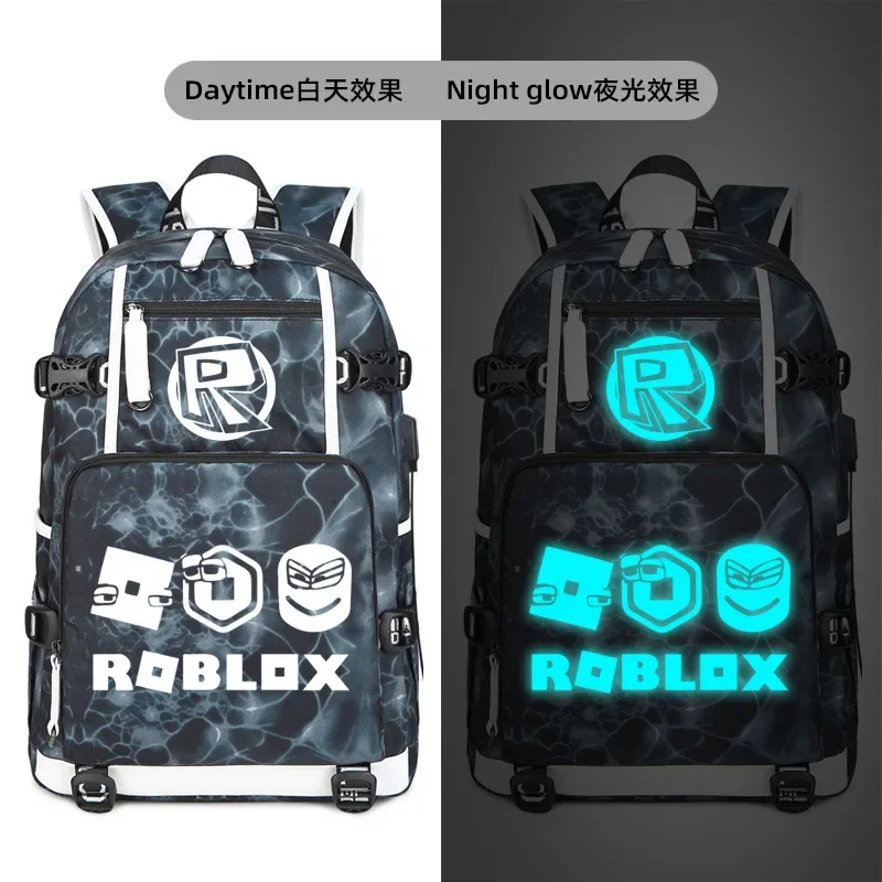 

Рюкзак с мультяшным принтом игры Roblox, школьный рюкзак большой емкости с ночником, студенческий подарок на день рождения в стиле аниме