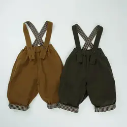 Autumn New Children Vintage Strap Trousers Fashion Boys Suspenders Baby Casual Pants Girls Versatile Plaid Overalls Kids Clothes