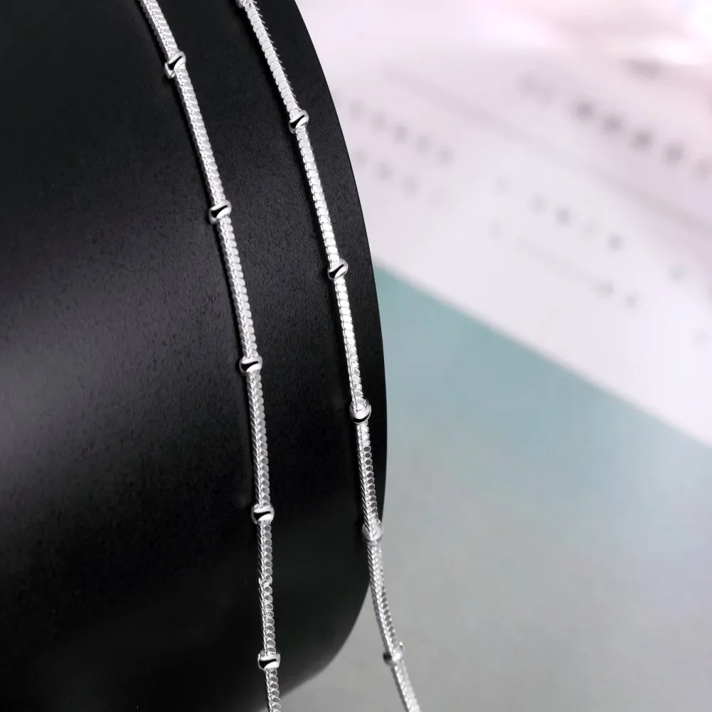 45-60CM Pretty Charms Chain Beads 925 Sterling Silver Necklace for Women Man Fashion Wedding Party Jewelry Holiday Gifts