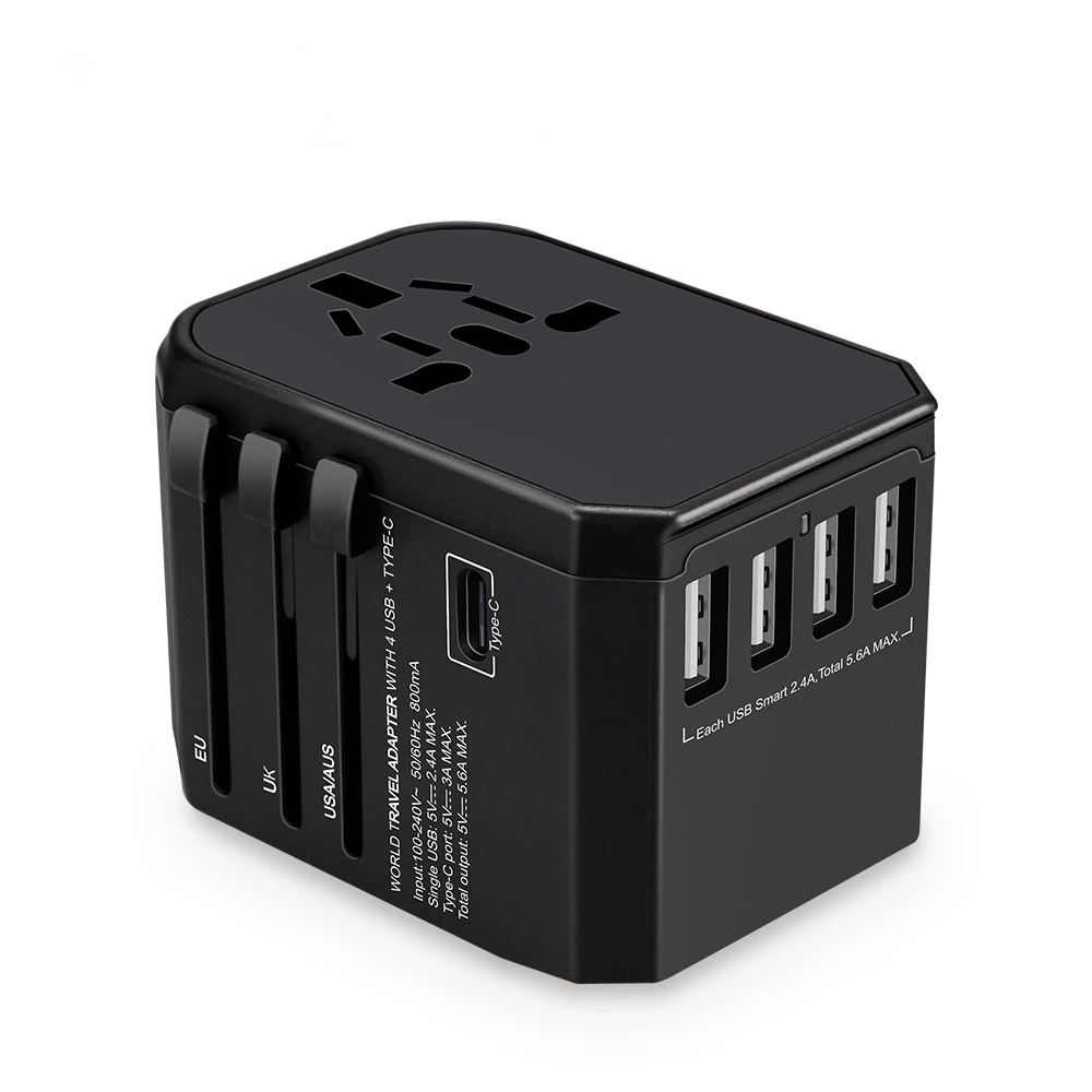

Fashion portable world universal adapter with four usb and type-c smart USB charger electrical plug socket