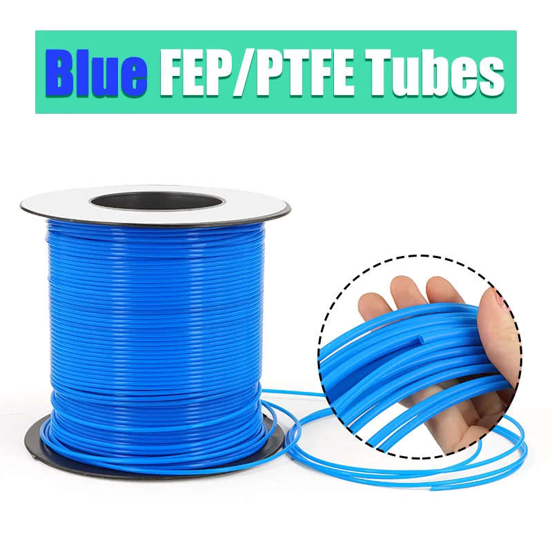 Blue PTFE Tube ID1/2/2.5/4/6/8mm×OD2/3/4/6/8/10mm FEP Insulated Hose Extruder J-head Rigid Pipe For 3D Printer Parts 1~10meters