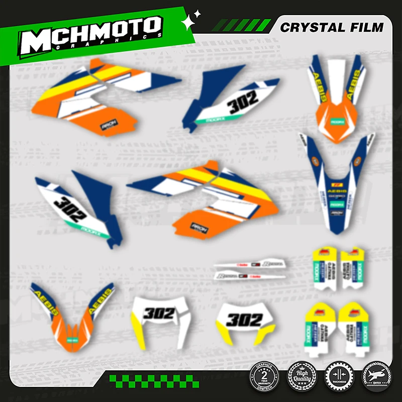 

MCHMFG мотоциклетная графическая наклейка, комплект наклеек для KTM Freeride 250 300 2012-2017 2018-2020, номер, имя, фон на заказ
