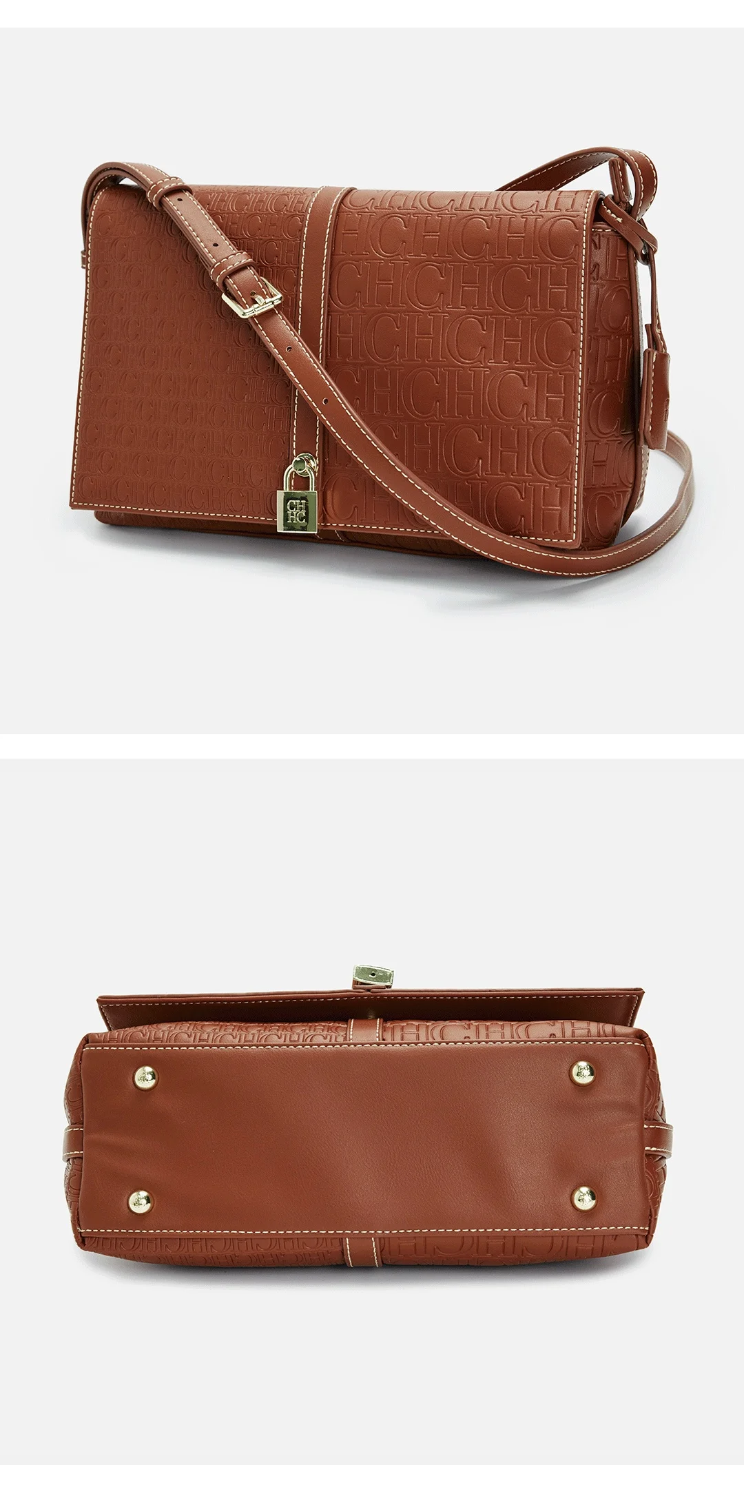 CH Damen Vintage Schultertasche, bedruckte Umhängetasche, modische Handtasche aus PU-Leder, lässige Umhängetasche für Damen, kleine Umhängetasche mit Klappe. – Detail 9