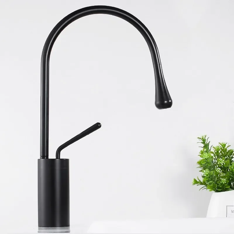 DurableCopper Basin Hot And Cold Faucet Washbasin Sink Basin Upper Basin Bathroom Cabinet Faucet Water Droplet Faucet