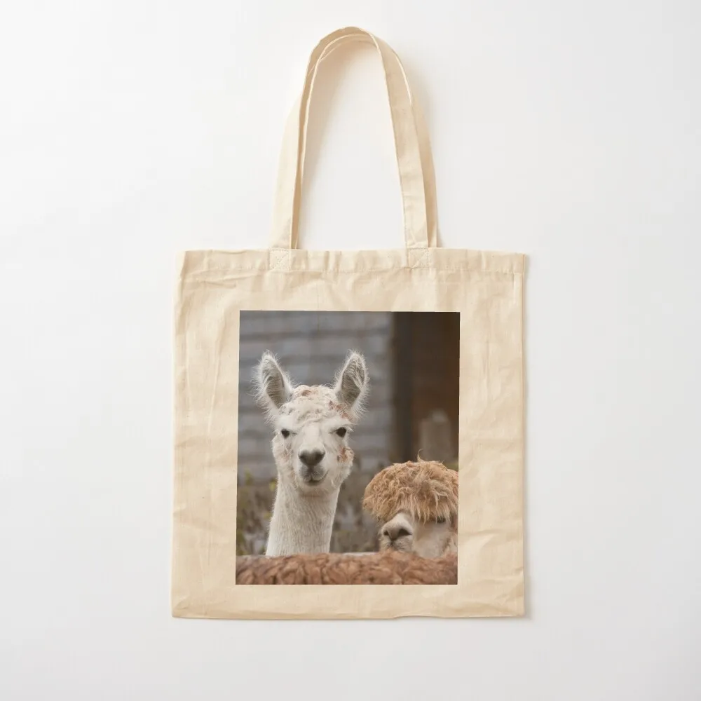 Curious alpacas cute animals Tote Bag canvas tote bags Portable shopping bag Canvas Tote Bag