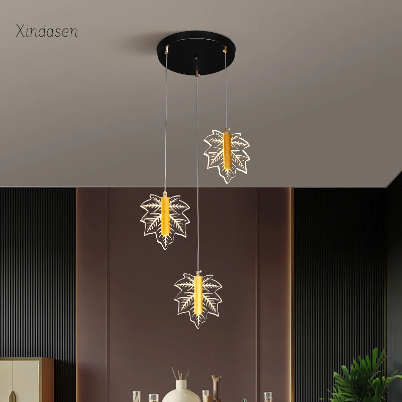 

Nordic Gold Crystal Chandelier For Dining Room Living Bedroom Kitchen Table Loft Maple Leaf Hanging Chandeliers Pendant Light