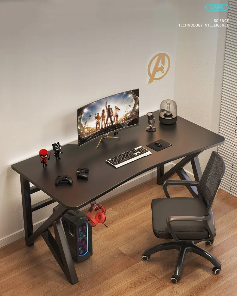 !@Modern Simple Extendable MDF Wooden Computer Desk Chair Set Home Gaming Office Bedroom Student Writing Table School Hotel Use