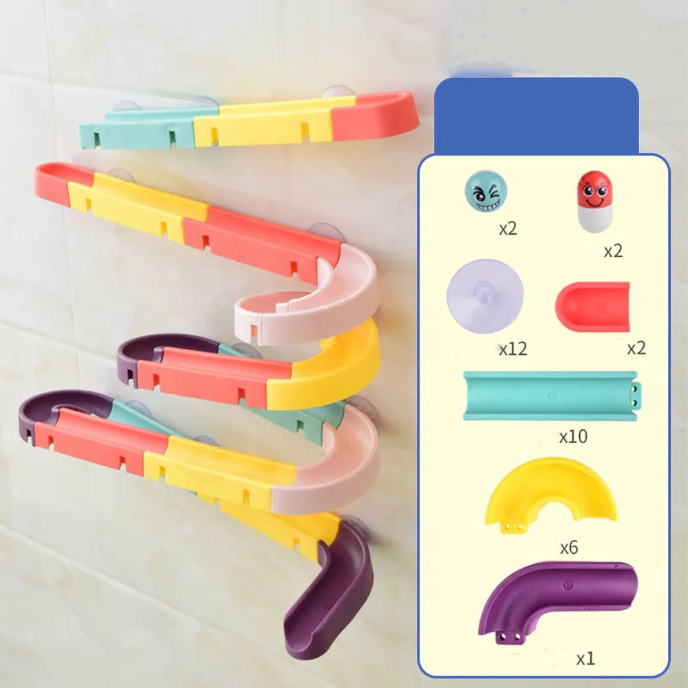

Cute Baby Assembling Track Slide Colorful DIY Track Slide Suction Cup Toys Funny Plastic Water Slide Track Toy