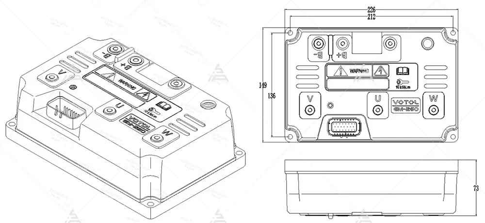 SiAECOSYS/VOTOL Programmable EM260sp 72V 760A 160KPH Controller for Electric Scooter E-Motorcycle