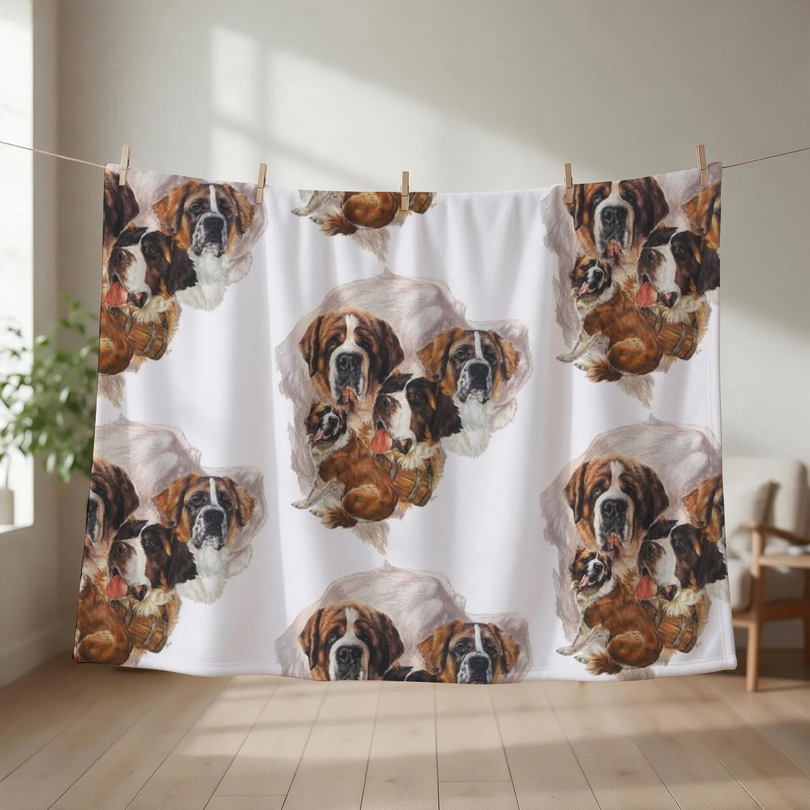 Saint Bernard Grouping Throw Blanket Summer Beddings Large Soft Hairy Blankets