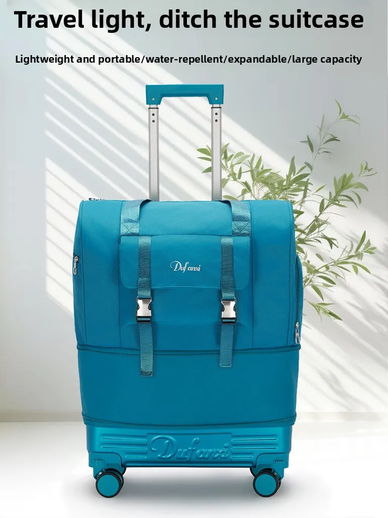 large-capacity-handheld-travel-bag-with-pull-rod-short-trip-luggage-bag-multi-layer-storage-bag-with-universal-wheels-for-youth