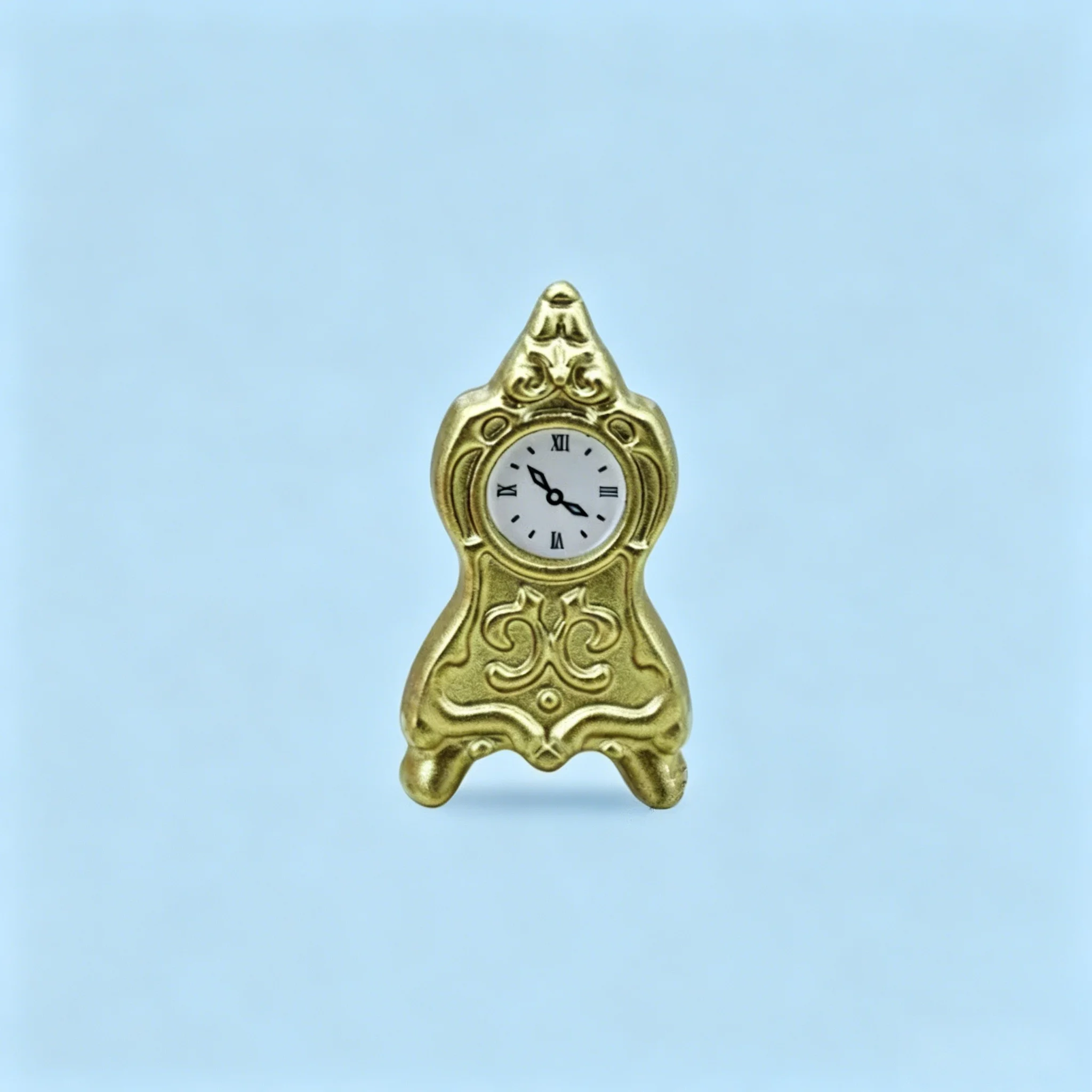 Dollhouse Miniature 1:12 Retro Alloy Clock Model, Mini Table Clock for Doll House Accessories