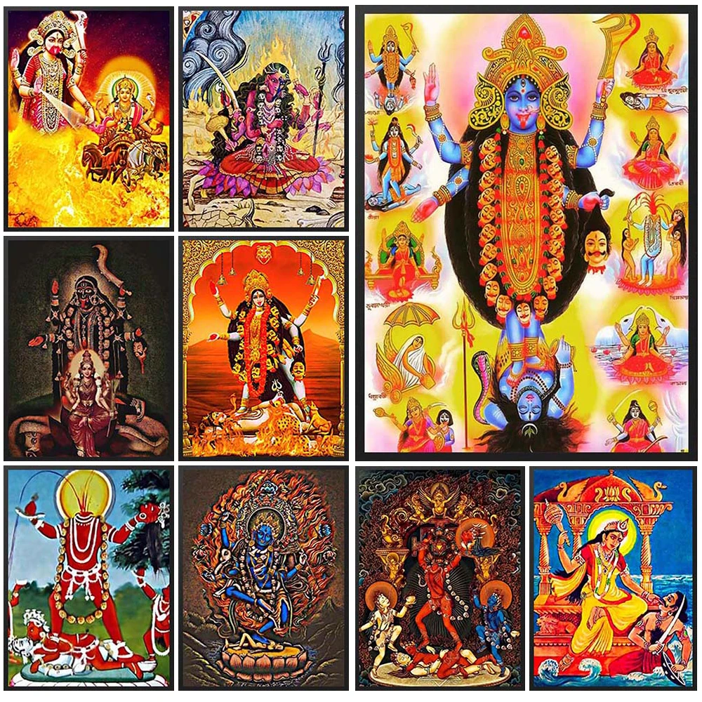 Religion Goddess Kali Lakshmi Hinduism Poster Wall Pictures For Living Room Decor Poster Wall Art Canvas Painting Unframed