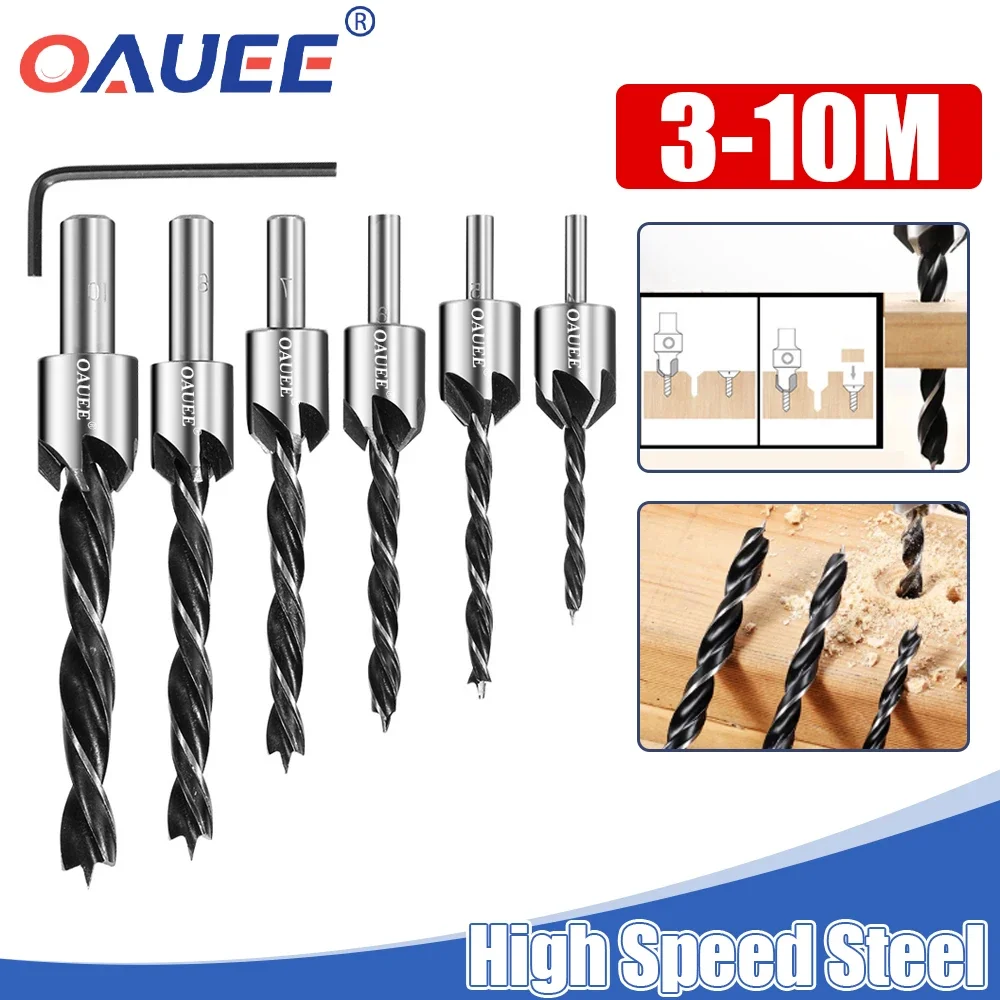 

Oauee 3-10mm Countersink Drill Bit Set Round Shank Titanium Coating Carpentry Chamfer Boring Countersink Drill Bit For Wood