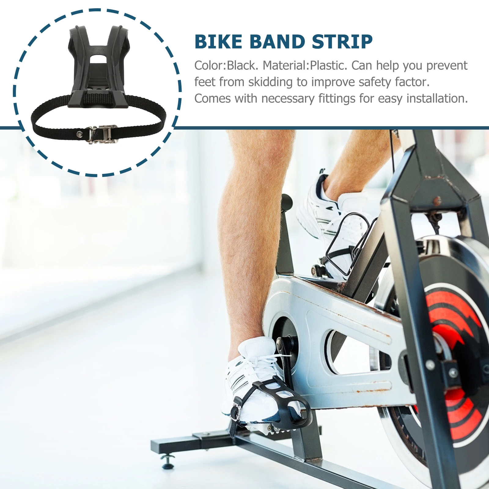 

Black Bike Pedal Strap Durable Plastic Adjustable Wear-Resistant Lightweight Easy Installation for Mountain Road Cycling Fitness