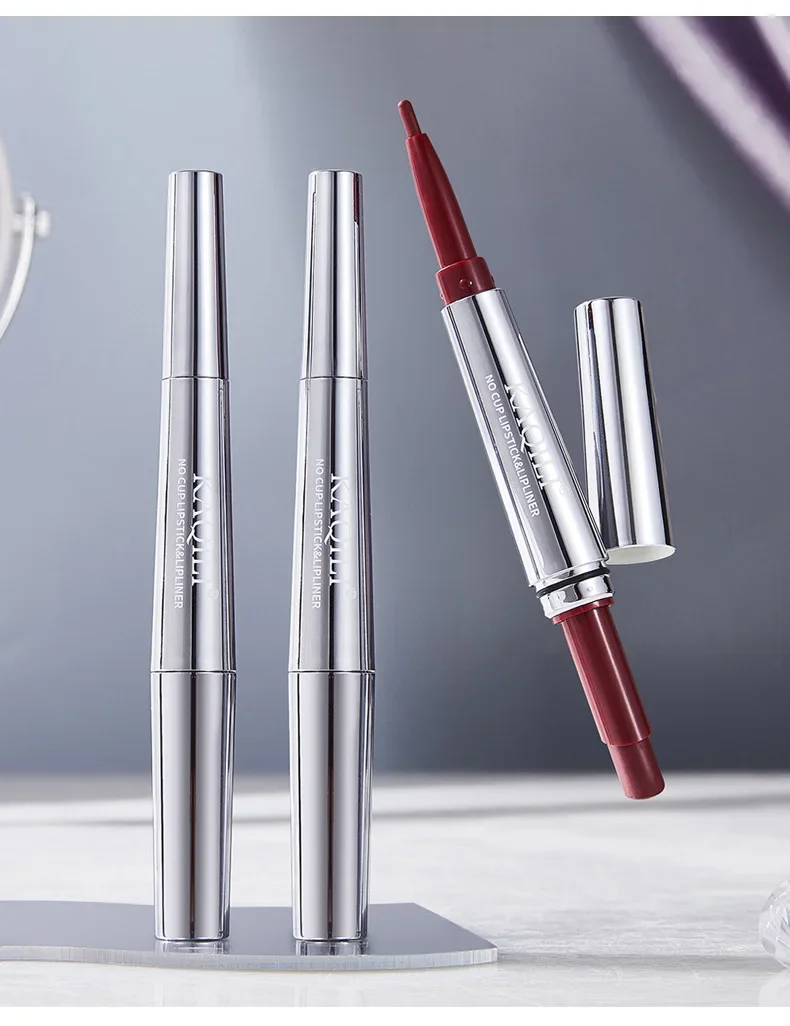 Matita per labbra opaca a doppia estremità Rossetto impermeabile a lunga durata senza trasferimento a prova di sbavature per un trucco labbra perfetto