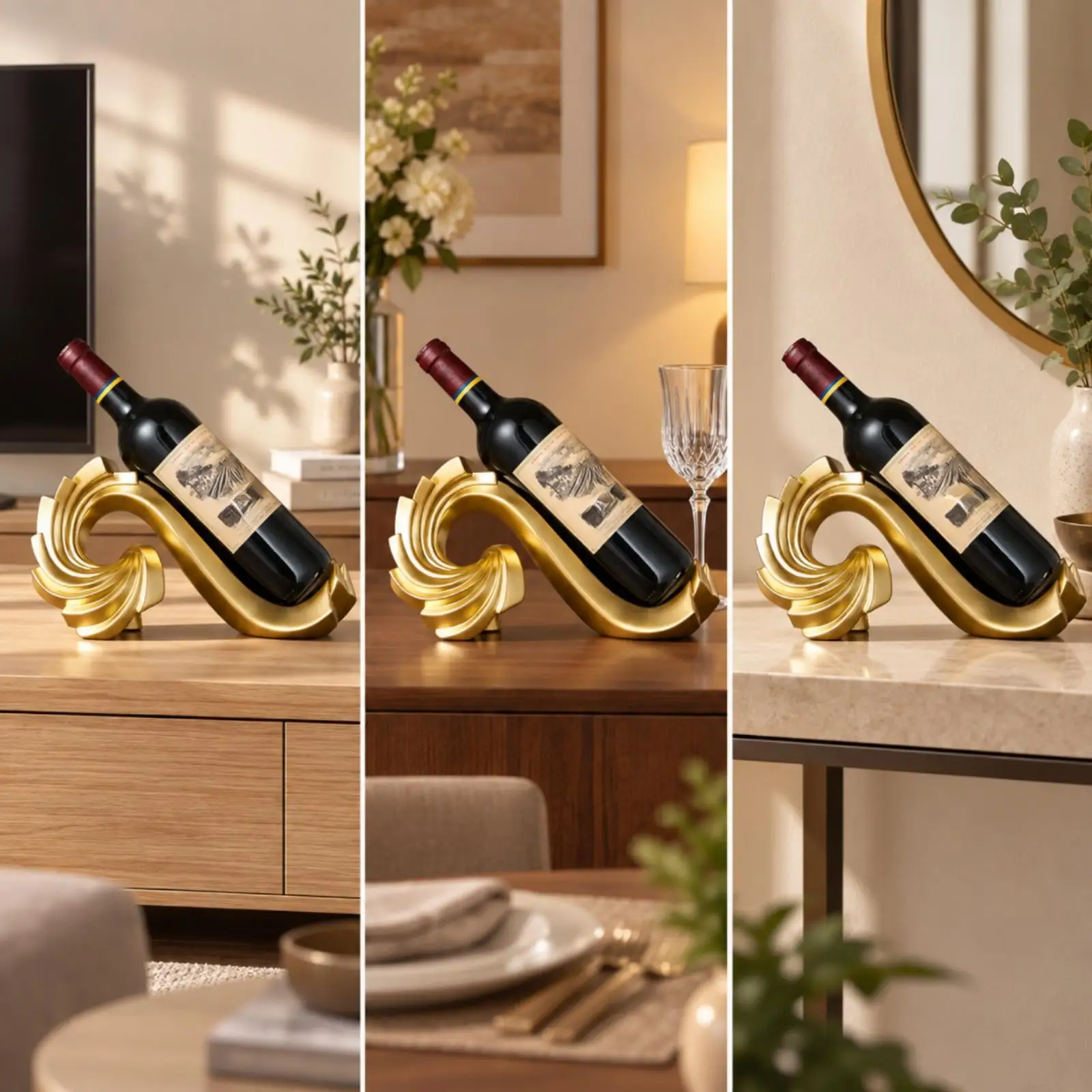 Spiral Wine Holder Golden Decor Contemporary for Dining Room, Entryway