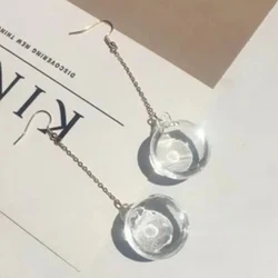 New Korean Transparent Bubble Ball Glass Water Inside Drop Pendant Earrings For Women Female Girl Trendy Jewelry