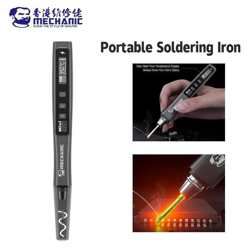 

Портативный паяльник MECHANIC MINI 210 40 Вт Type-C 180-480 ° C Термостатический с цифровым дисплеем для ремонта пайки печатных плат телефона