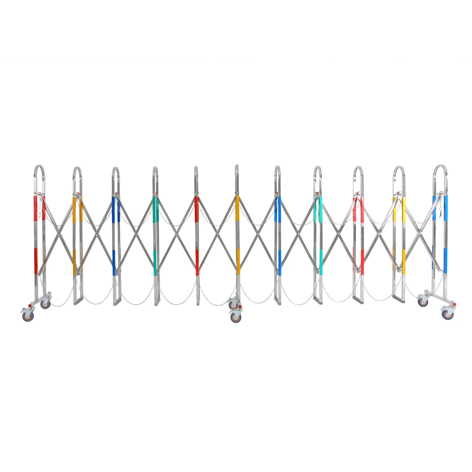 حاجز أمان ملون قابل للتوسيع، حاجز أمان محمول مع عجلات لإنشاء حاجز أمان مؤقت حول الممرات