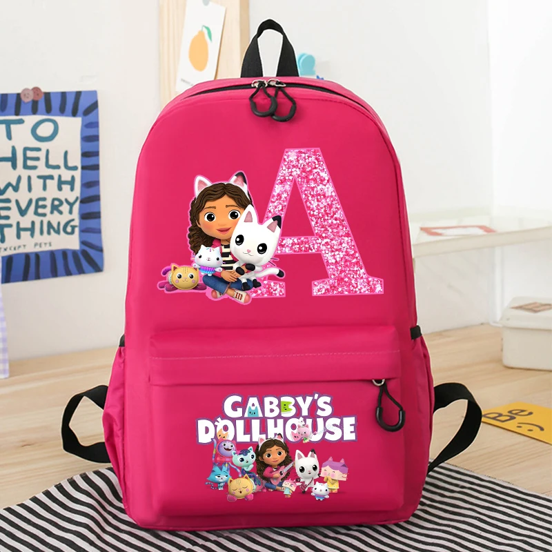 Gabby Dollhouses Girls School Backpack Cute Cartoon Letter Printed Kids Backpacks Boys Girls Schoolbags Children School Backpack