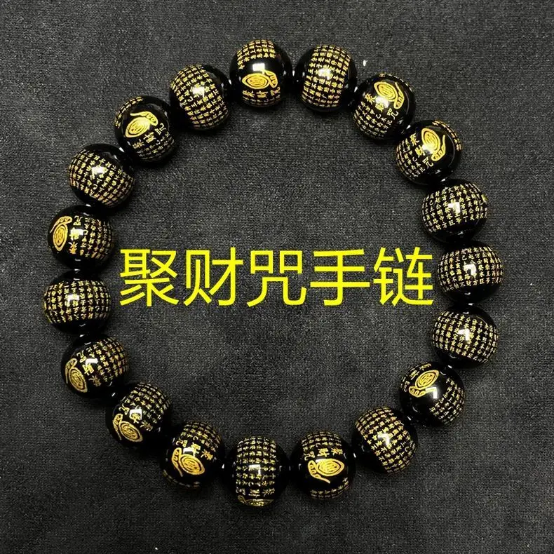 Natural Red Agate and Black Agate Carving Gathering Fortune Curse Bracelet Lucky Bead Buddha Bead Ins HandString  Wealth Jewelry
