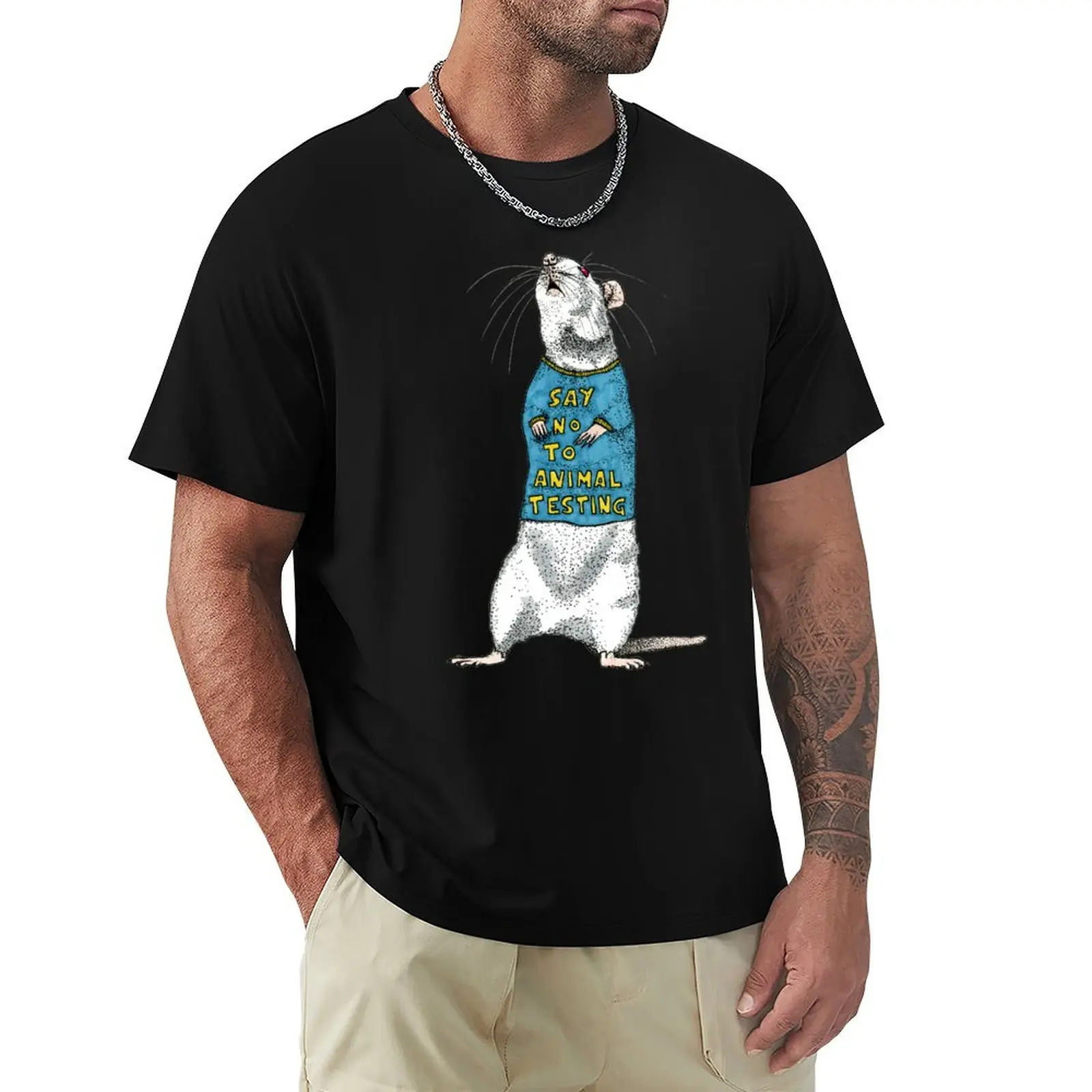 Say No To Animal Testing T-Shirt Art Pattern Printed Casual Top