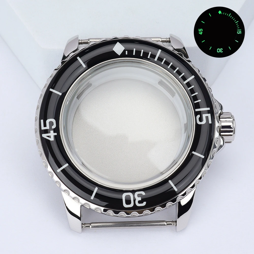 NH35 Cases 45MM Stainless Steel Silver Watch Case 10ATM For 50 FATHOMS NH35 NH36 7S26 4R Movement Watch Accessories Repair Parts
